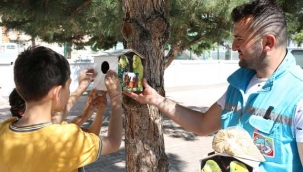 Öğrenciler ve Melikgazi Belediyesi Kuşları Yuva Sahibi Yaptı