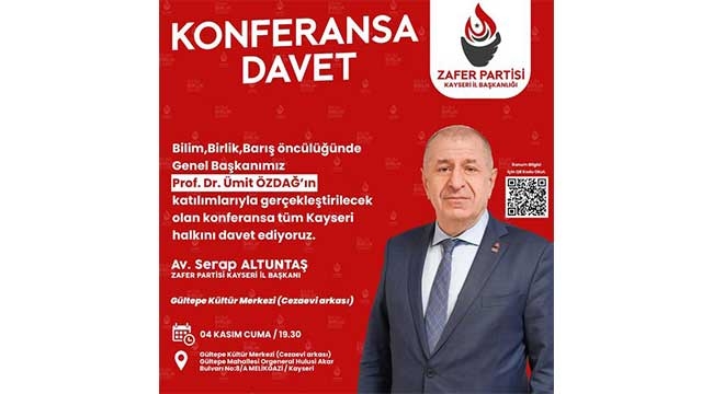 Prof. Dr. Ümit Özdağ Kayseri'ye Geliyor