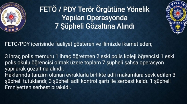 FETÖ/PDY içerisinde faaliyet gösteren 3 kişi tutuklandı 