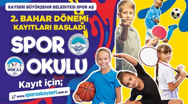Avrupa Spor Şehri Kayseri'de Spor A.Ş. 2'nci Bahar Dönemi Spor Okulları Kayıtları Başladı