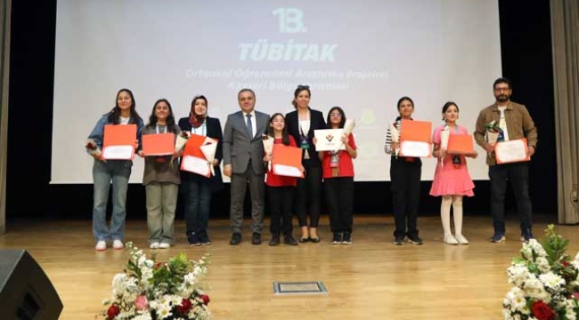 ERÜ'de TÜBİTAK Ortaokul Öğrencileri Araştırma Projeleri Kayseri Bölge Yarışması'nın Ödül Töreni Düzenlendi